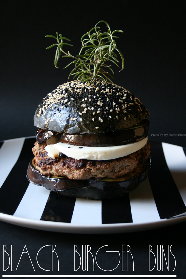 black burger buns