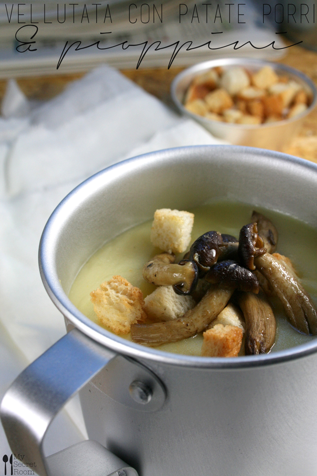 vellutata con patate porri e pioppini